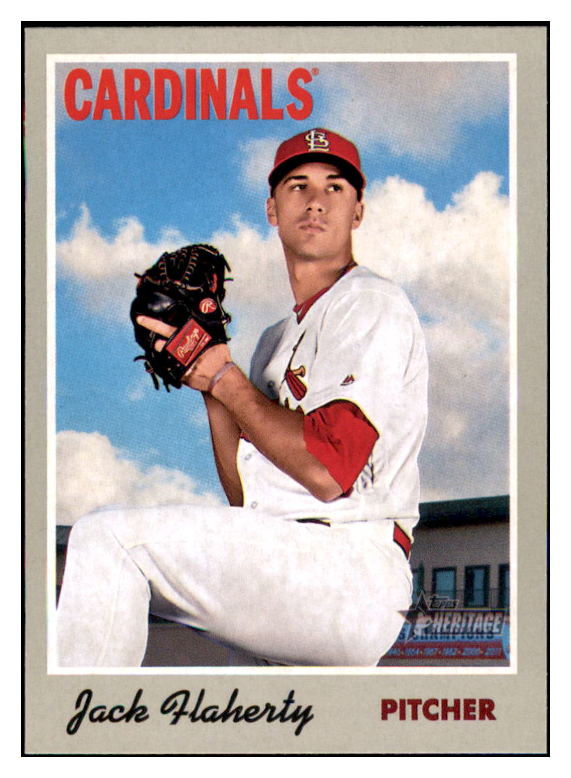 2019 Topps Heritage Jack
  Flaherty   St. Louis Cardinals Baseball
  Card TMH1A simple Xclusive Collectibles   