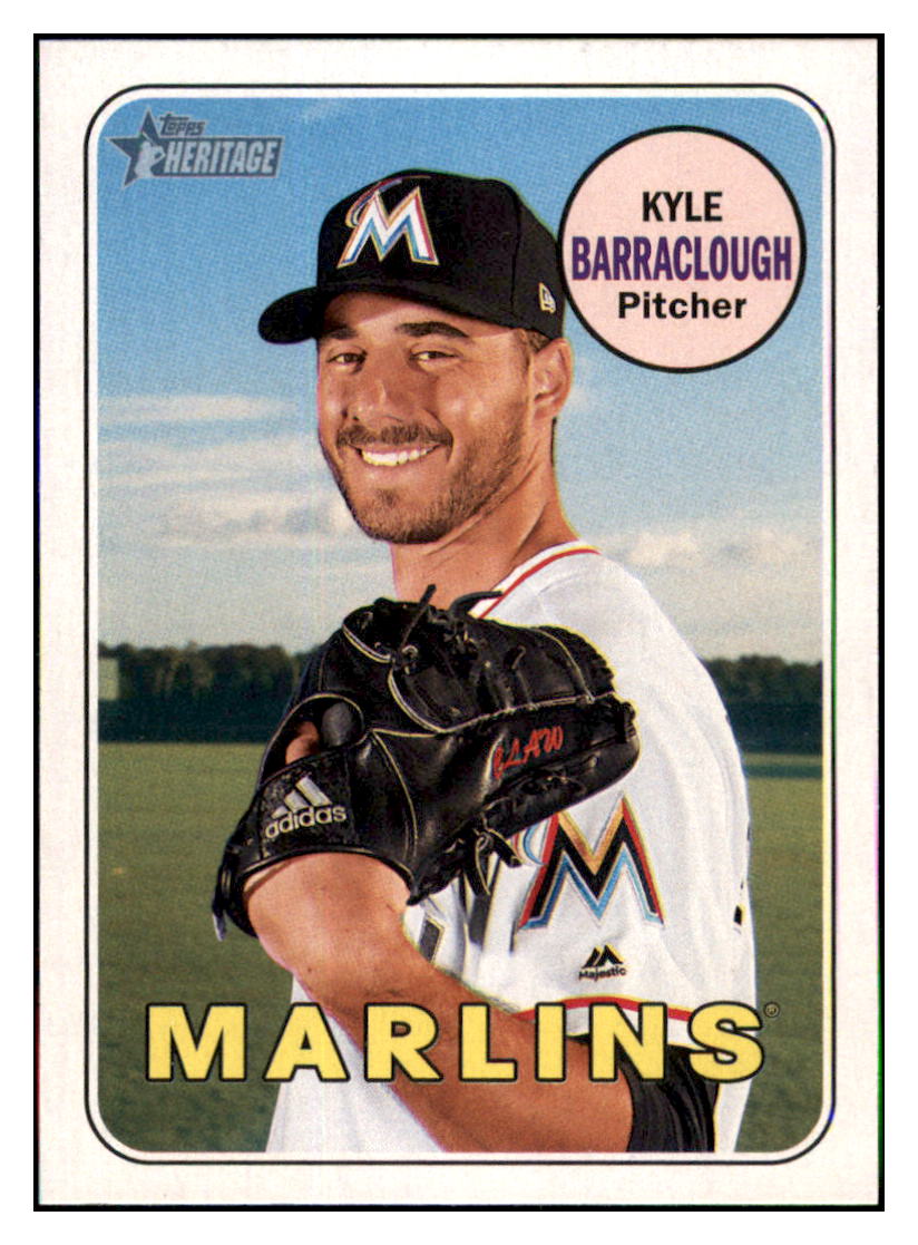 2018 Topps Heritage Kyle
  Barraclough   Miami Marlins Baseball
  Card TMH1A simple Xclusive Collectibles   