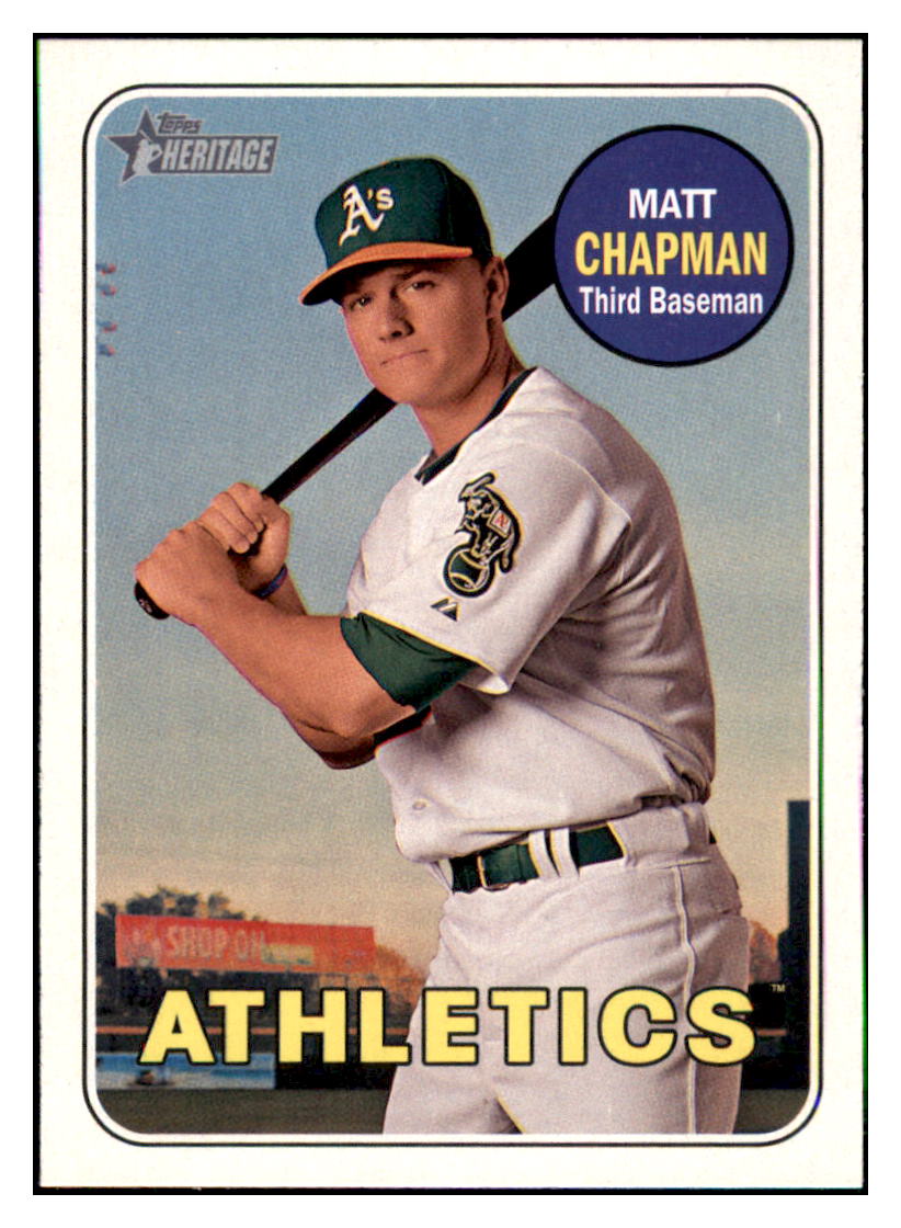 2018 Topps Heritage Matt
  Chapman   Oakland Athletics Baseball
  Card TMH1A simple Xclusive Collectibles   