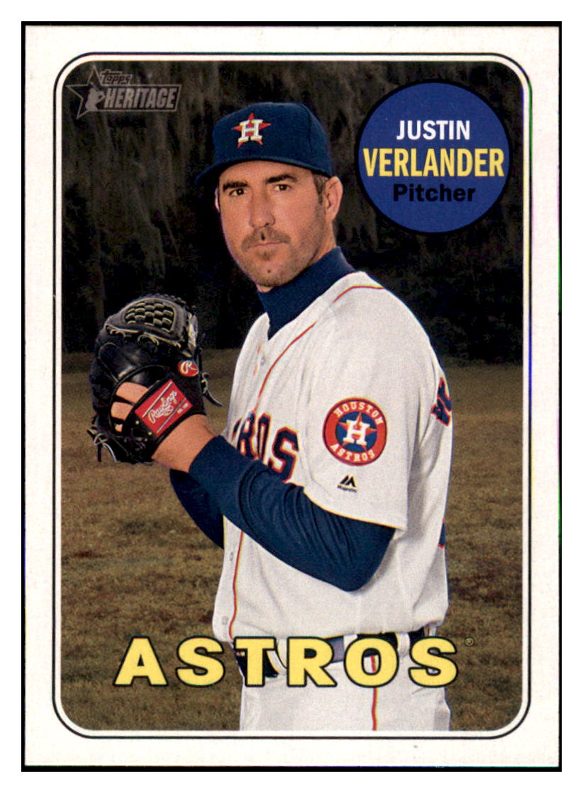 2018 Topps Heritage Justin
  Verlander   Houston Astros Baseball
  Card TMH1A_1a simple Xclusive Collectibles   