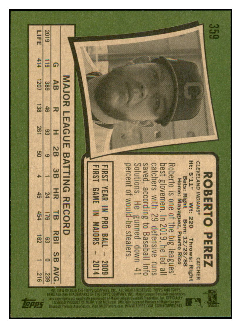 2020 Topps Heritage Roberto
  Perez   Cleveland Indians Baseball Card
  TMH1A simple Xclusive Collectibles   