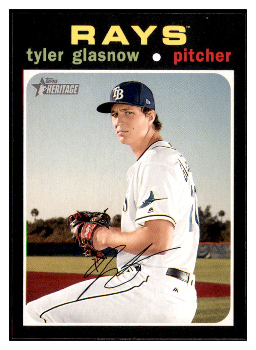 2020 Topps Heritage Tyler
  Glasnow   Tampa Bay Rays Baseball Card
  TMH1A simple Xclusive Collectibles   