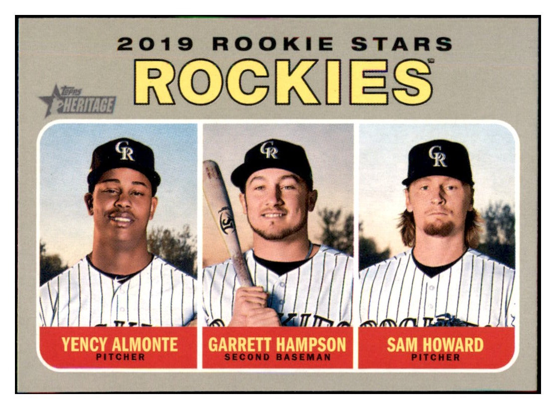 2019 Topps Heritage Garrett Hampson / Sam
  Howard / Yency Almonte CPC, RC, RS   
  Colorado Rockies #396 Baseball card  
  TMH1C simple Xclusive Collectibles   