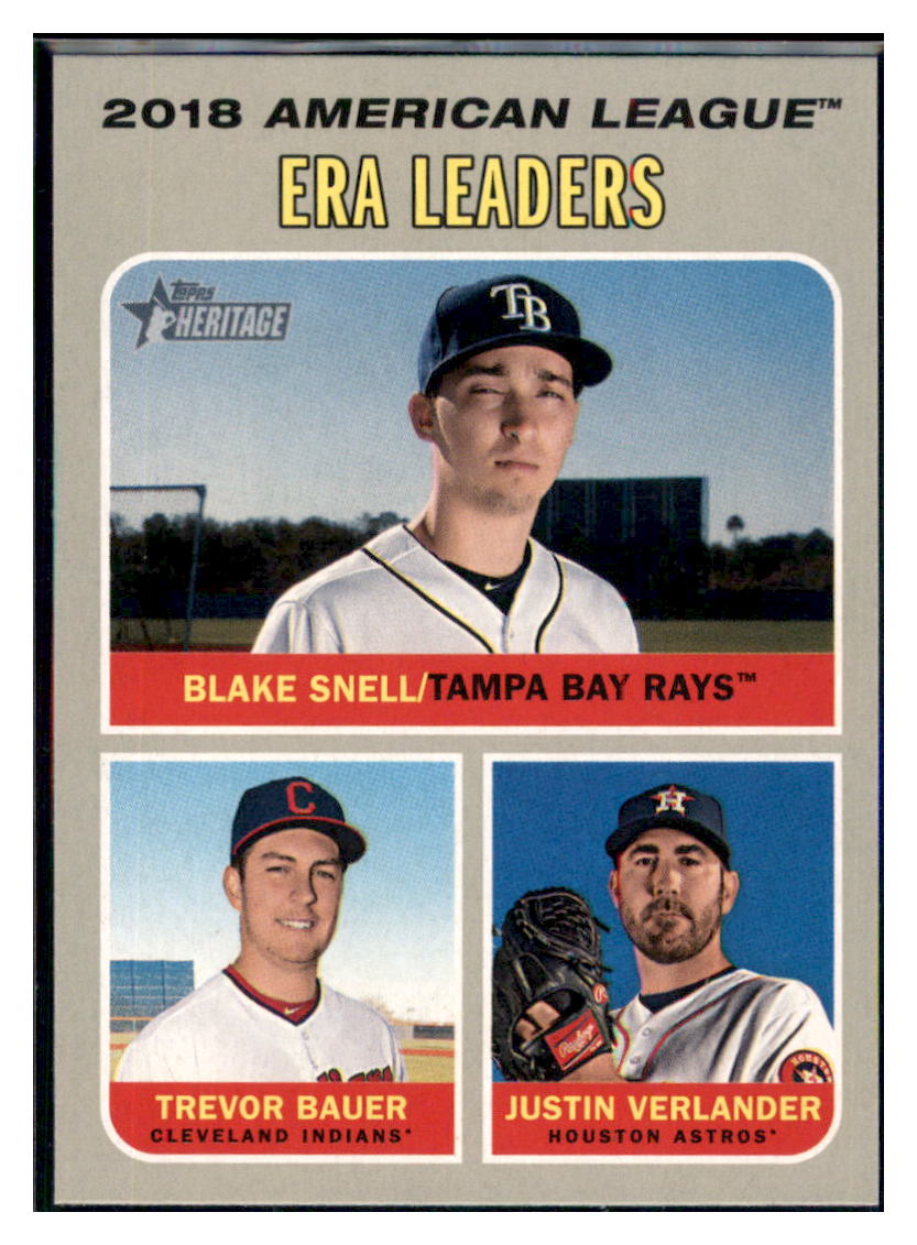 2019 Topps Heritage Justin Verlander /
  Trevor Bauer / Blake Snell CPC, LL   
  Houston Astros / Cleveland Indians / Tampa Bay Rays #68 Baseball
  card   TMH1C simple Xclusive Collectibles   