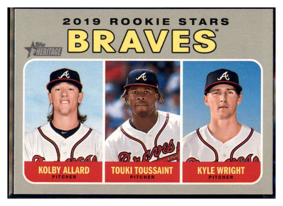 2019 Topps Heritage Kyle Wright / Touki
  Toussaint / Kolby Allard CPC, RC, RS   
  Atlanta Braves #399 Baseball card  
  TMH1C_1d simple Xclusive Collectibles   