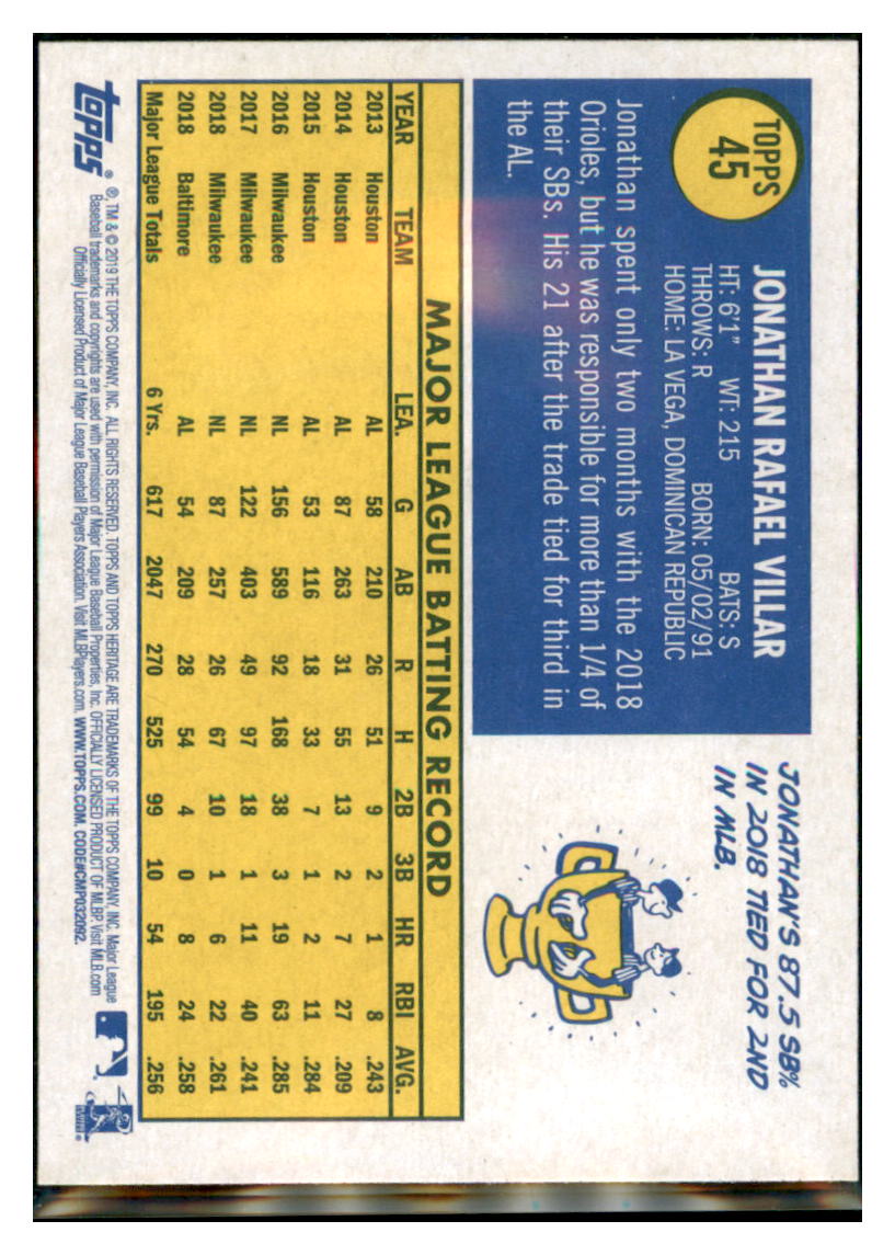2019 Topps Heritage Jonathan Villar    Baltimore Orioles #45 Baseball card   TMH1C_1a simple Xclusive Collectibles   