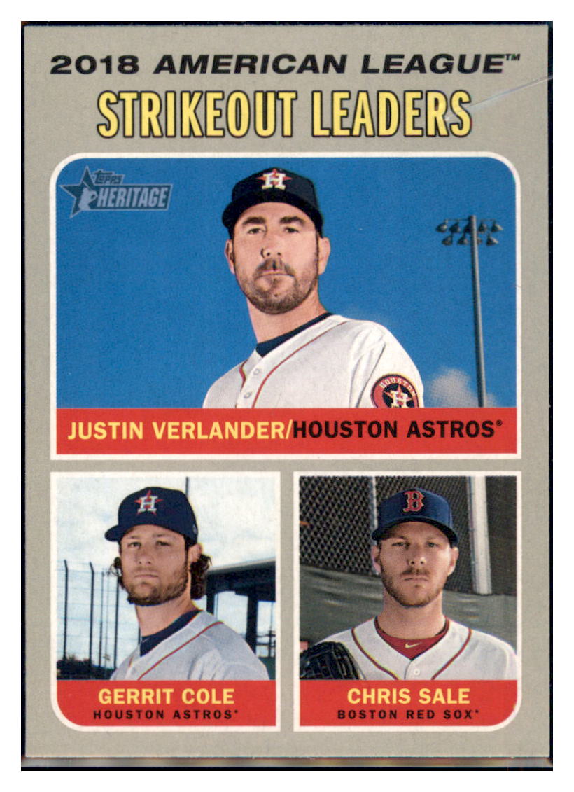 2019 Topps Heritage Chris Sale / Justin
  Verlander / Gerrit Cole CPC, LL   
  Boston Red Sox / Houston Astros #72 Baseball card   TMH1C simple Xclusive Collectibles   