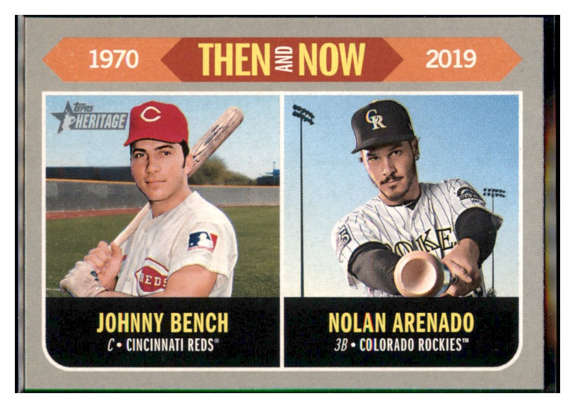 2019 Topps Heritage Johnny Bench / Nolan
  Arenado    Cincinnati Reds / Colorado
  Rockies #TN-6 Baseball card   TMH1C simple Xclusive Collectibles   