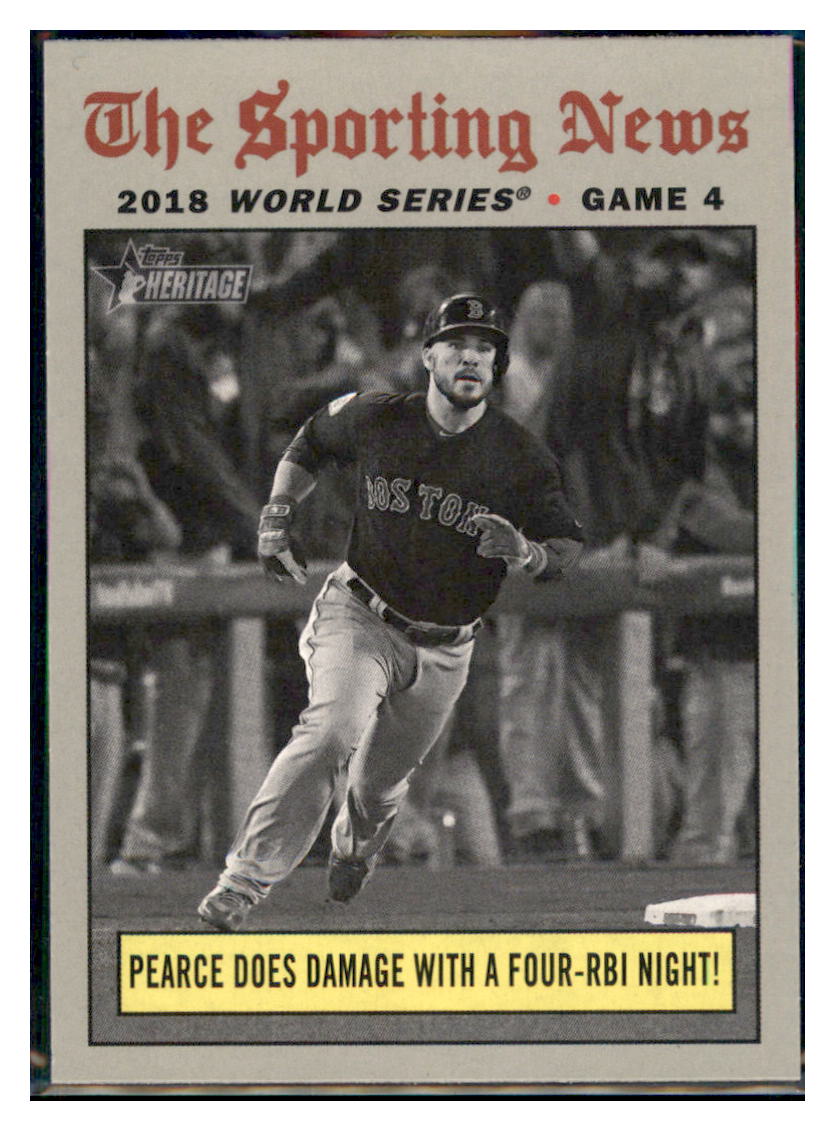 "Pearce Does Damage with Four-RBI Night" 2019 Topps Heritage, Red Sox #308 Baseball Card  TMH1C_1b - Xclusive Collectibles