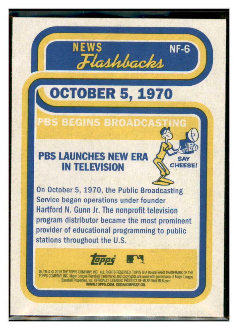 2019 Topps Heritage PBS begins
  broadcasting     #NF-6 Baseball
  card   TMH1C simple Xclusive Collectibles   