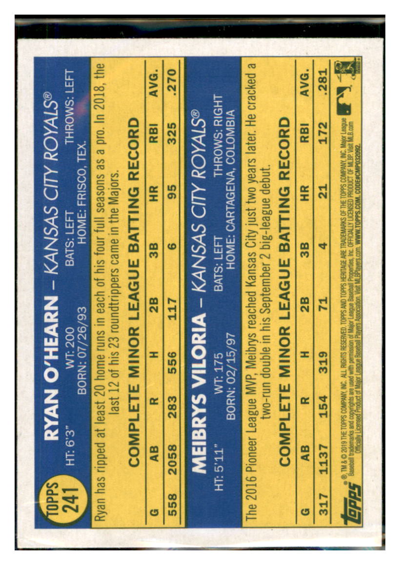 2019 Topps Heritage Meibrys Viloria /
  Ryan O'Hearn CPC, RC, RS    Kansas City
  Royals #241 Baseball card   TMH1C_1b simple Xclusive Collectibles   