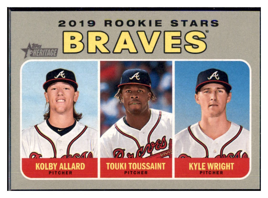 2019 Topps Heritage Kyle Wright / Touki
  Toussaint / Kolby Allard CPC, RC, RS   
  Atlanta Braves #399 Baseball card  
  TMH1C_1a simple Xclusive Collectibles   