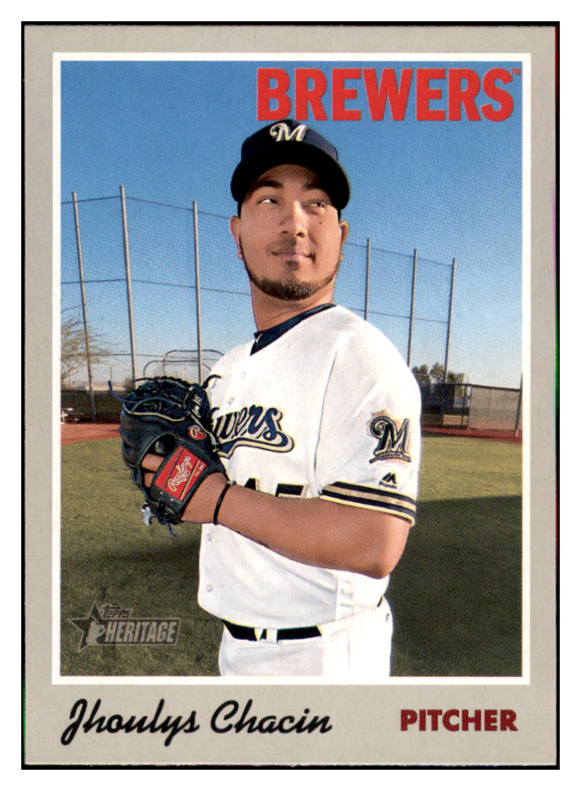 2019 Topps Heritage Jhoulys Chacin Milwaukee Brewers #31 Baseball card   TMH1C simple Xclusive Collectibles   