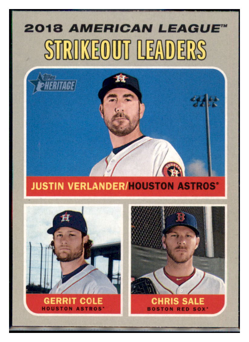 2019 Topps Heritage Chris Sale / Justin
  Verlander / Gerrit Cole CPC, LL   
  Boston Red Sox / Houston Astros #72 Baseball card   TMH1C_1b simple Xclusive Collectibles   