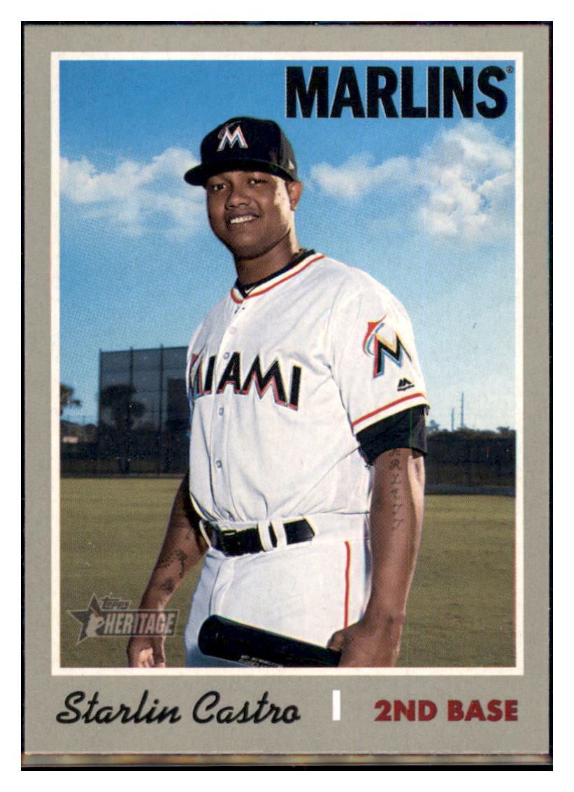 2019 Topps Heritage Starlin Castro    Miami Marlins #452 Baseball card   TMH1C simple Xclusive Collectibles   