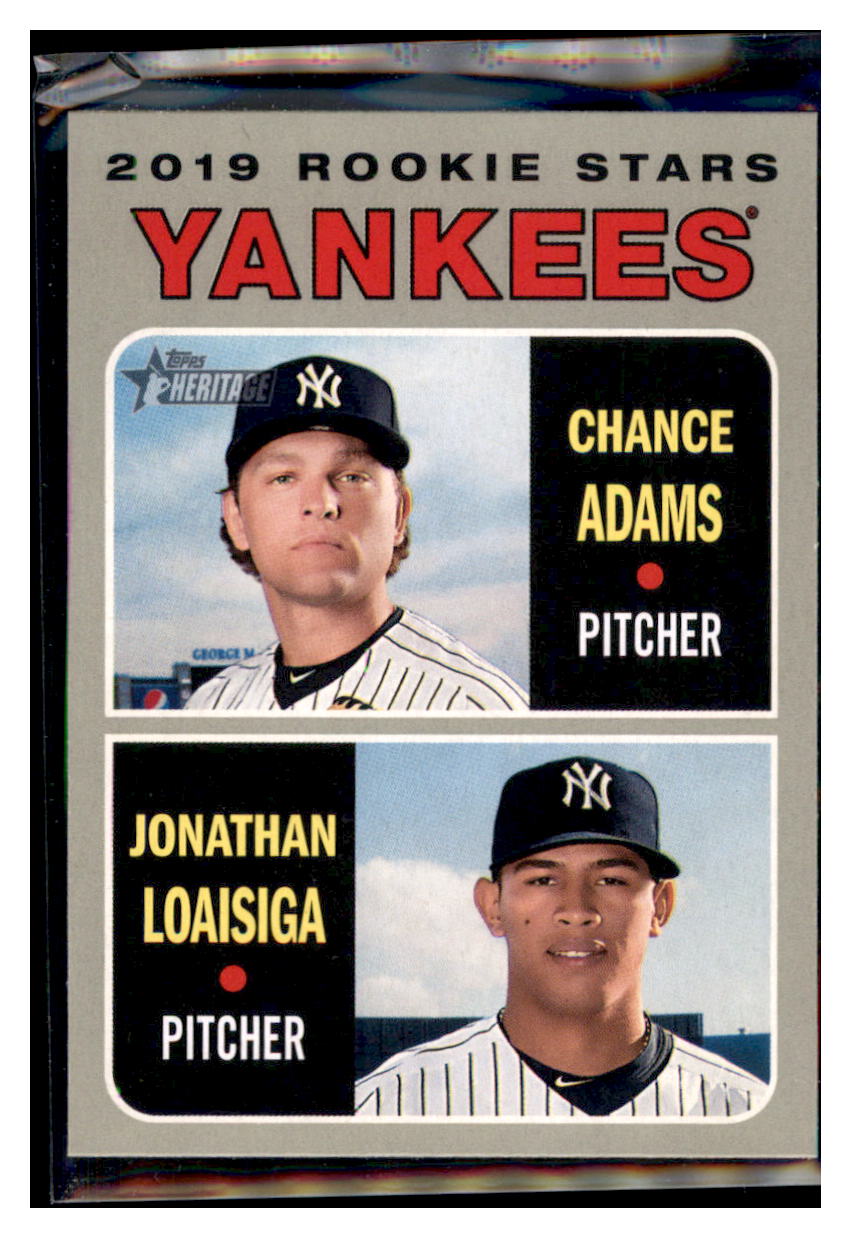 2019 Topps Heritage Chance Adams /
  Jonathan Loaisiga CPC, RC, RS    New
  York Yankees #189 Baseball card   TMH1C simple Xclusive Collectibles   