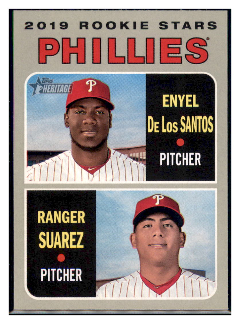 2019 Topps Heritage Ranger Suarez / Enyel
  de los Santos RS, CPC, RC   
  Philadelphia Phillies #56 Baseball card   TMH1C_1b simple Xclusive Collectibles   