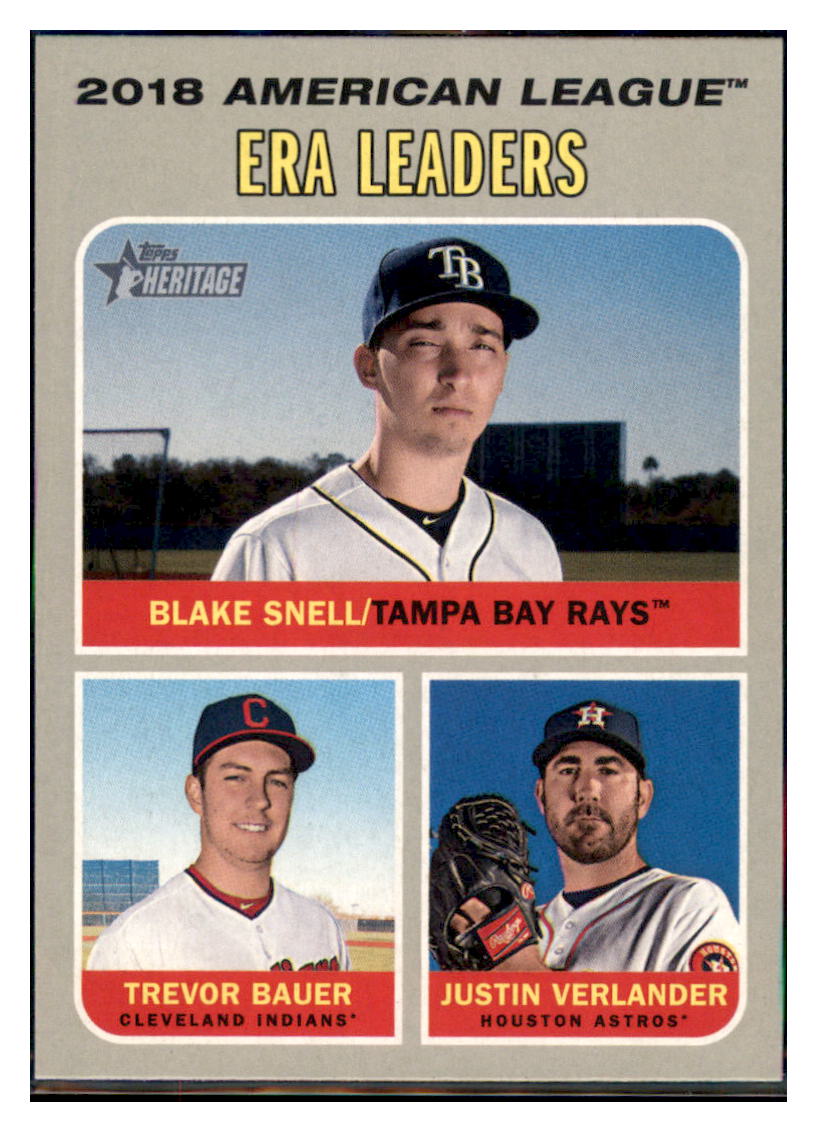 2019 Topps Heritage Justin Verlander /
  Trevor Bauer / Blake Snell CPC, LL   
  Houston Astros / Cleveland Indians / Tampa Bay Rays #68 Baseball
  card   TMH1C_1a simple Xclusive Collectibles   