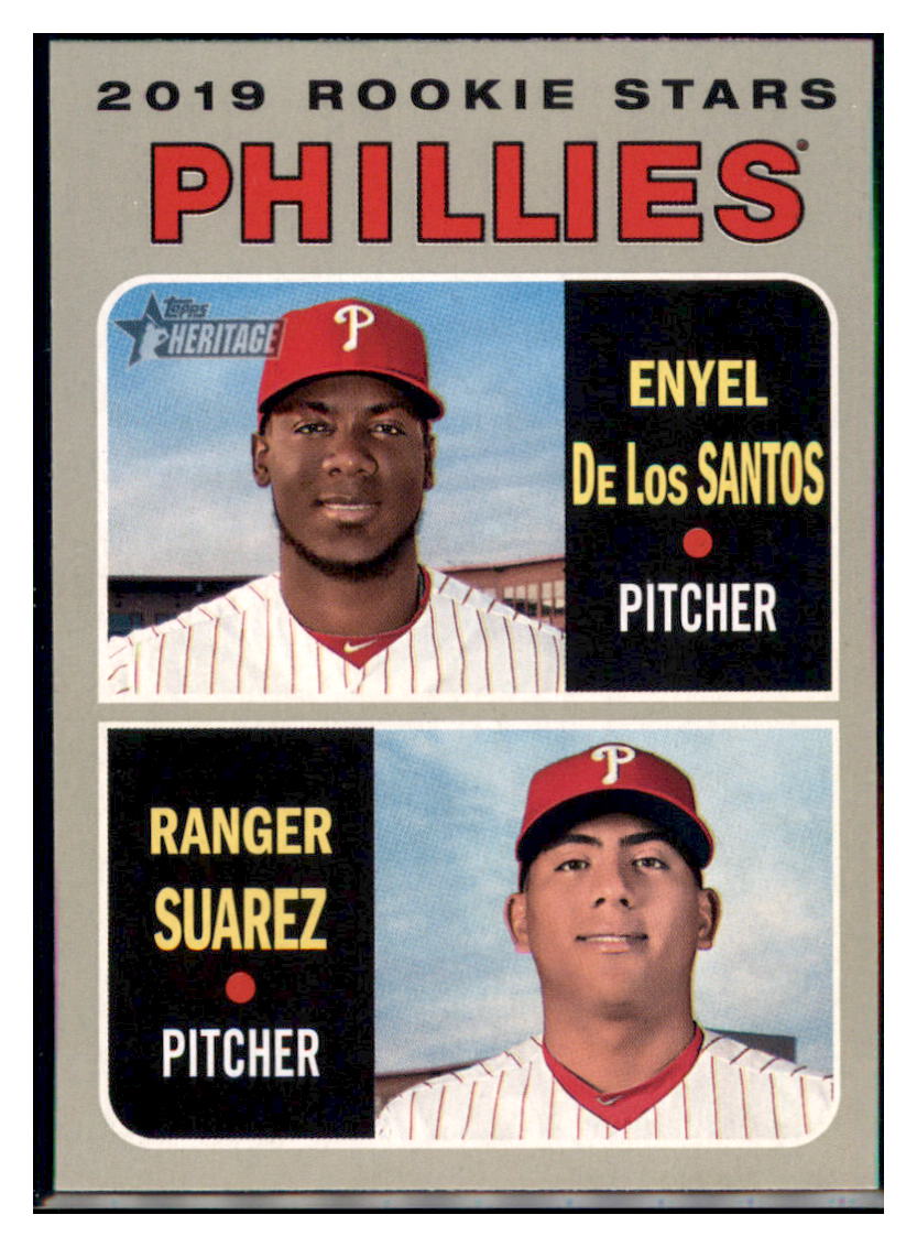 2019 Topps Heritage Ranger Suarez / Enyel
  de los Santos RS, CPC, RC   
  Philadelphia Phillies #56 Baseball card   TMH1C_1a simple Xclusive Collectibles   