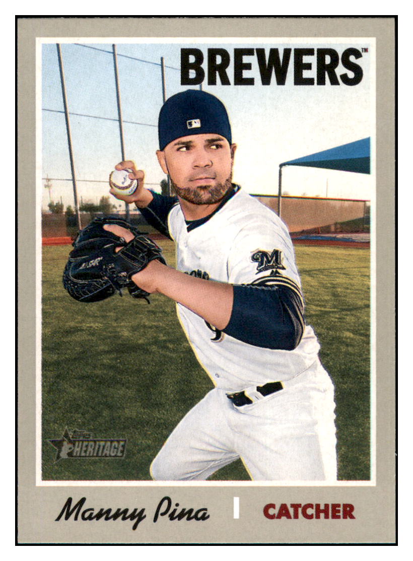 2019 Topps Heritage Manny Pina    Milwaukee Brewers #333 Baseball card   TMH1C simple Xclusive Collectibles   