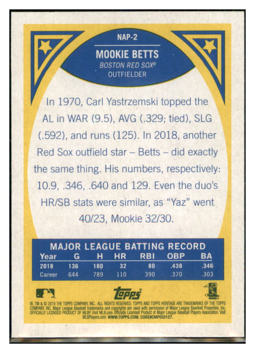 2019 Topps Heritage Mookie Betts    Boston Red Sox #NAP-2 Baseball card   TMH1C_1a simple Xclusive Collectibles   