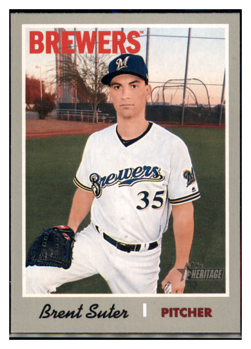 2019 Topps Heritage Brent Suter    Milwaukee Brewers #387 Baseball card    TMH1B simple Xclusive Collectibles   