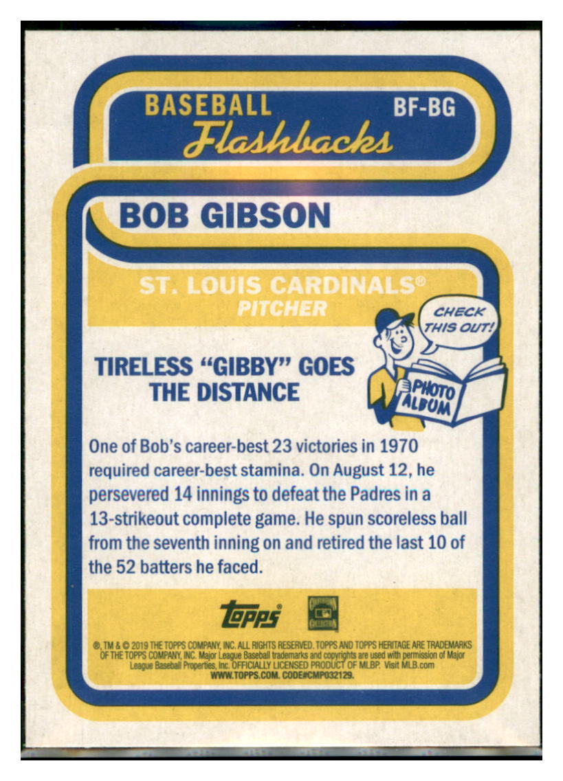 2019 Topps Heritage Bob Gibson    St. Louis Cardinals #BF-BG Baseball
  card    TMH1B simple Xclusive Collectibles   