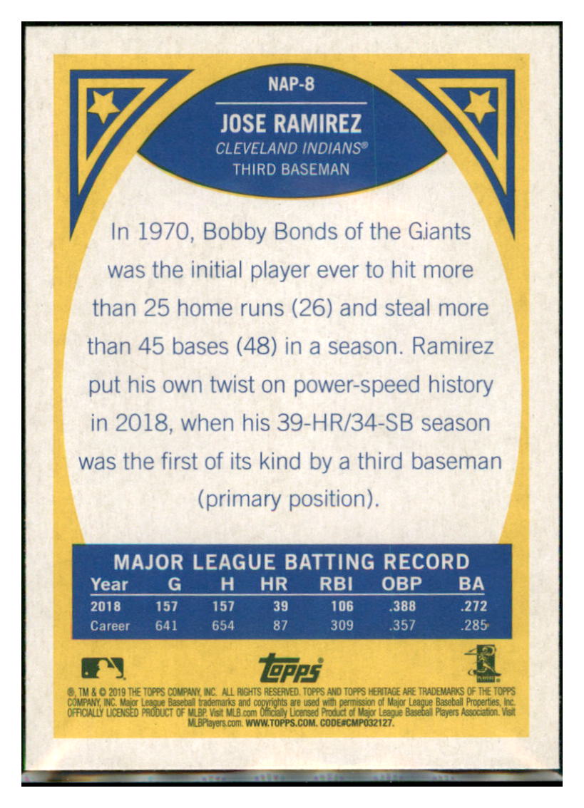 2019 Topps Heritage Jose Ramirez    Cleveland Indians #NAP-8 Baseball
  card    TMH1B simple Xclusive Collectibles   