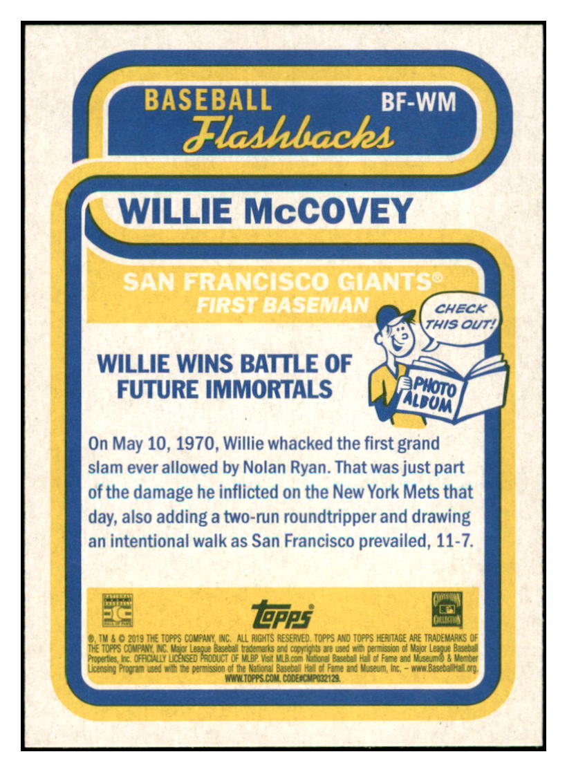 2019 Topps Heritage Willie McCovey    San Francisco Giants #BF-WM Baseball
  card    TMH1B simple Xclusive Collectibles   