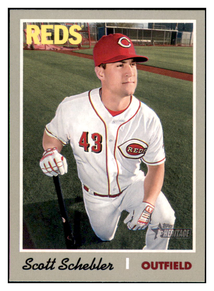 2019 Topps Heritage Scott Schebler    Cincinnati Reds #225 Baseball card    TMH1B simple Xclusive Collectibles   