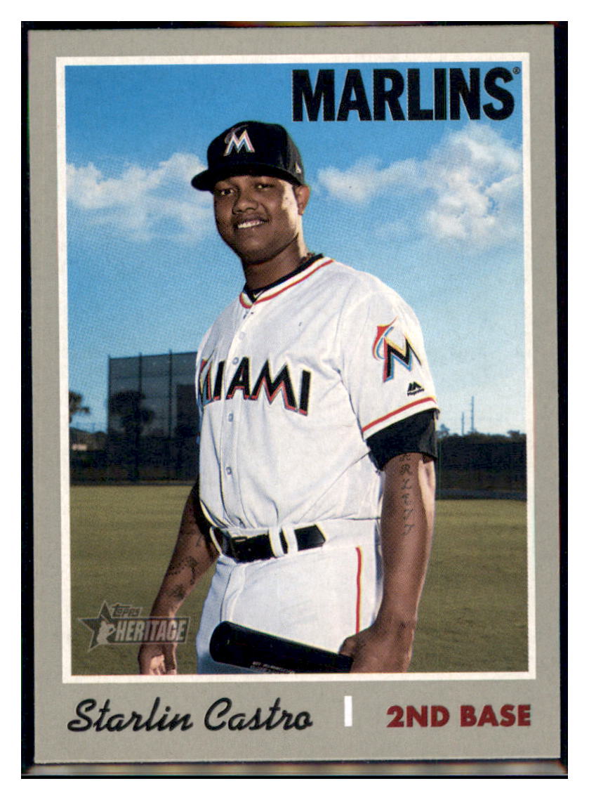 2019 Topps Heritage Starlin Castro    Miami Marlins #452 Baseball card    TMH1B simple Xclusive Collectibles   