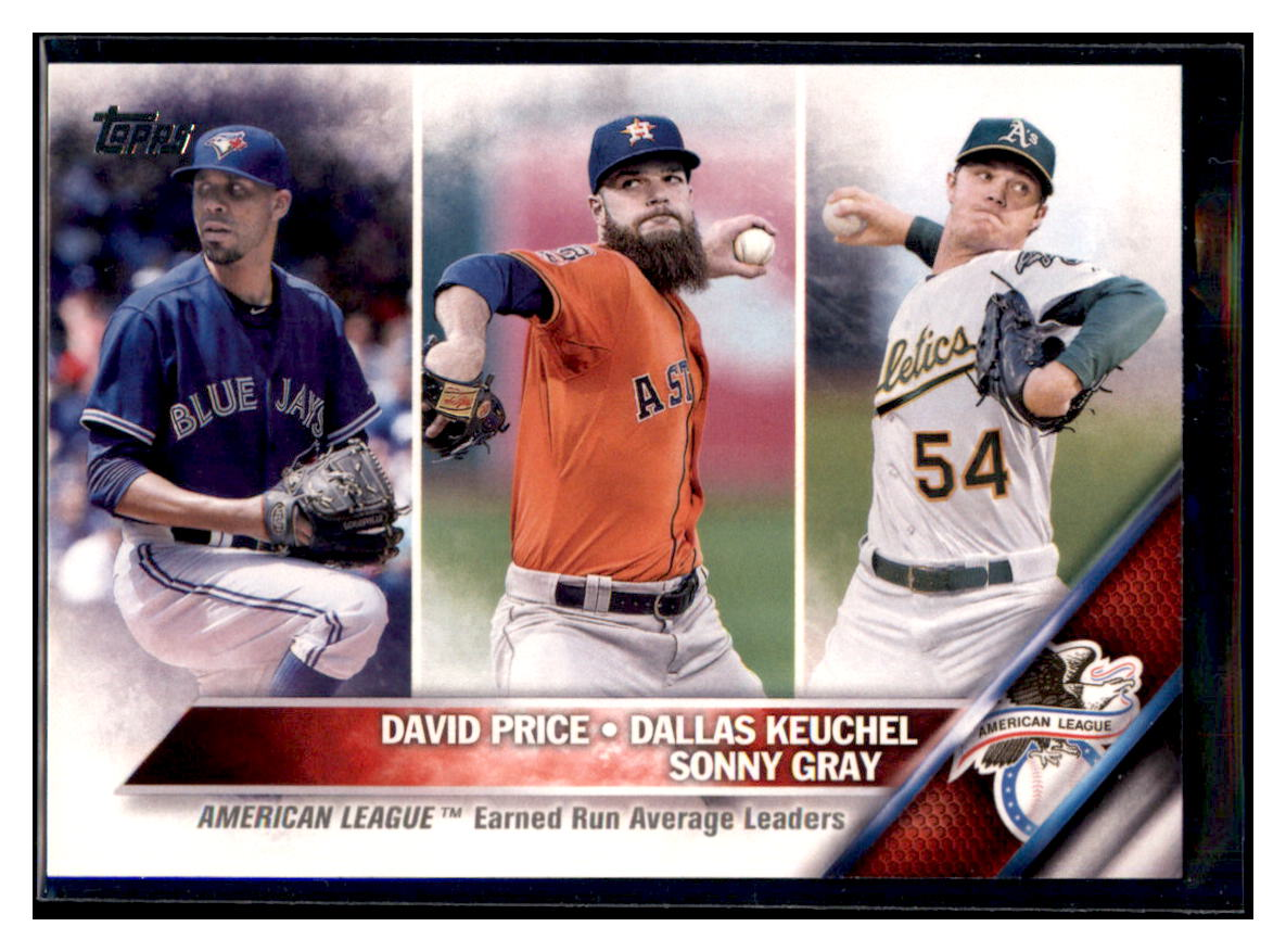 2016 Topps David Price / Dallas Keuchel /
  Sonny Gray LL    Toronto Blue Jays /
  Houston Astros / Oakland Athletics #185 Baseball card   CBT1A simple Xclusive Collectibles   