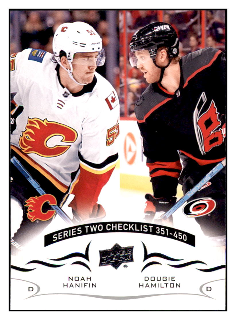 2018 Upper Deck Noah Hanifin / Dougie
  Hamilton CL    Calgary Flames /
  Carolina Hurricanes #450 Hockey card  
  CBT1A simple Xclusive Collectibles   