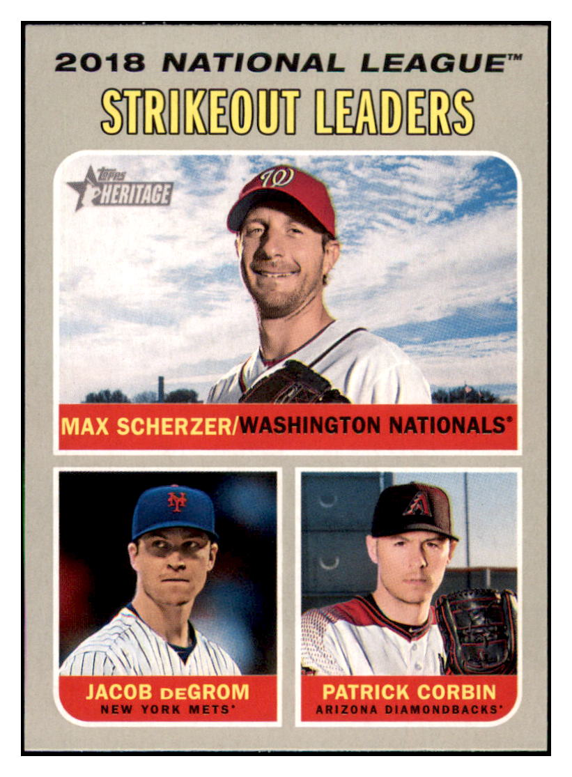 2019 Topps Heritage Jacob
  deGrom / Patrick Corbin / Max Scherzer CPC, LL   Baseball card CBT1B simple Xclusive Collectibles   