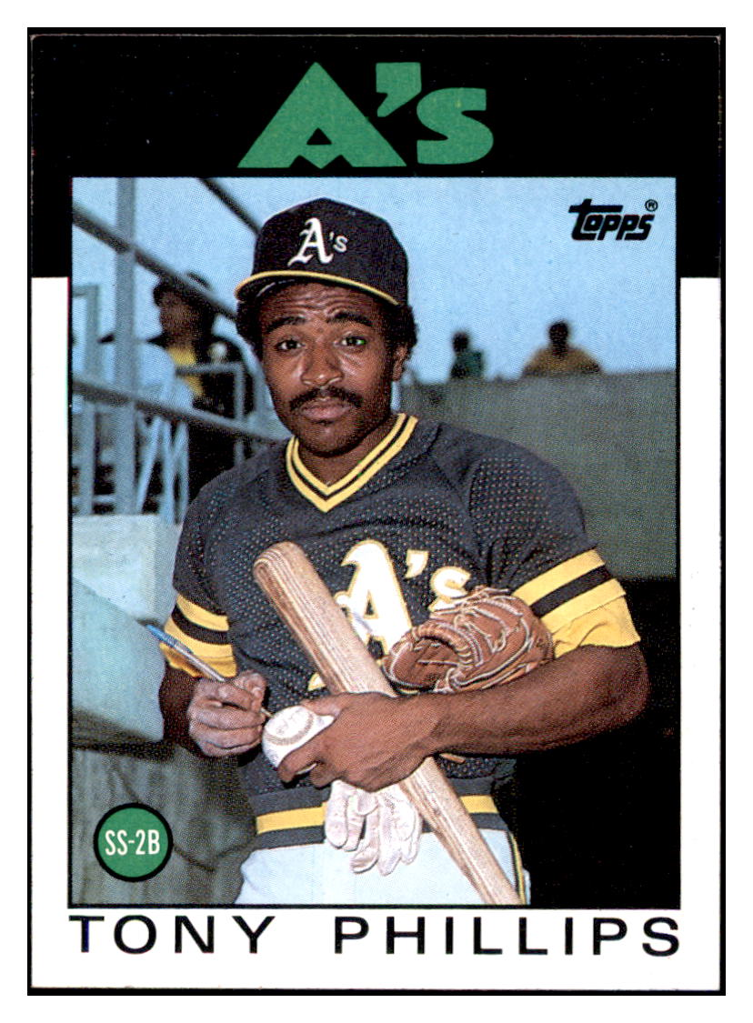 1986 Topps Tony
  Phillips   Oakland Athletics Baseball
  Card DPT1D simple Xclusive Collectibles   