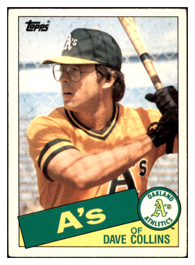 1985 Topps Traded Dave
  Collins   Oakland Athletics Baseball
  Card GMMGA simple Xclusive Collectibles   