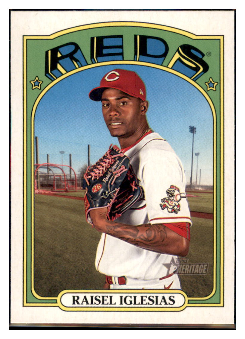 2021 Topps Heritage Raisel
  Iglesias Red  Cincinnati Reds Baseball
  Card GMMGB simple Xclusive Collectibles   