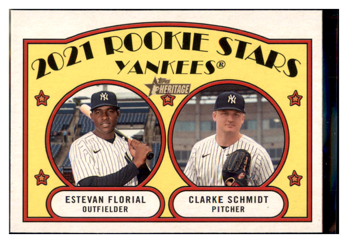 2021 Topps Heritage 2021
  Rookie Stars - Yankees - Estevan Florial / Clarke Schmidt RC   New York Yankees Baseball Card GMMGB simple Xclusive Collectibles   