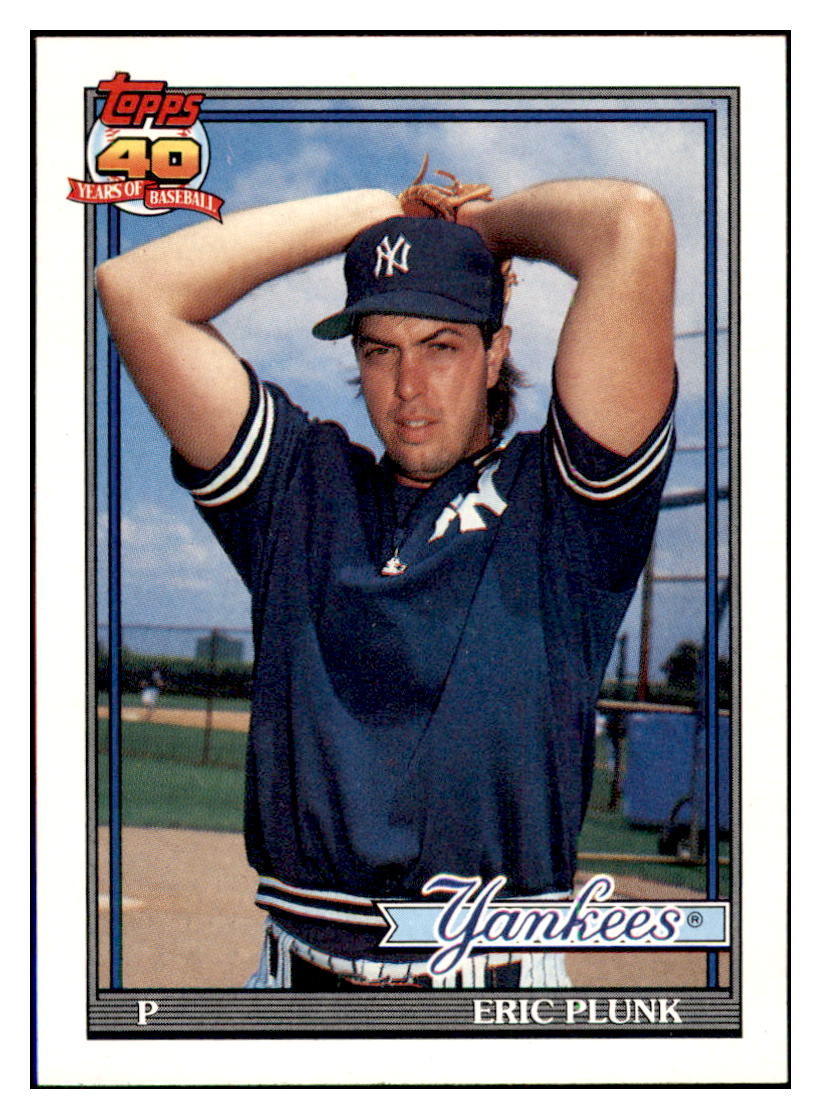 1991 Topps Eric Plunk    New York Yankees Baseball Card GMMGC simple Xclusive Collectibles   