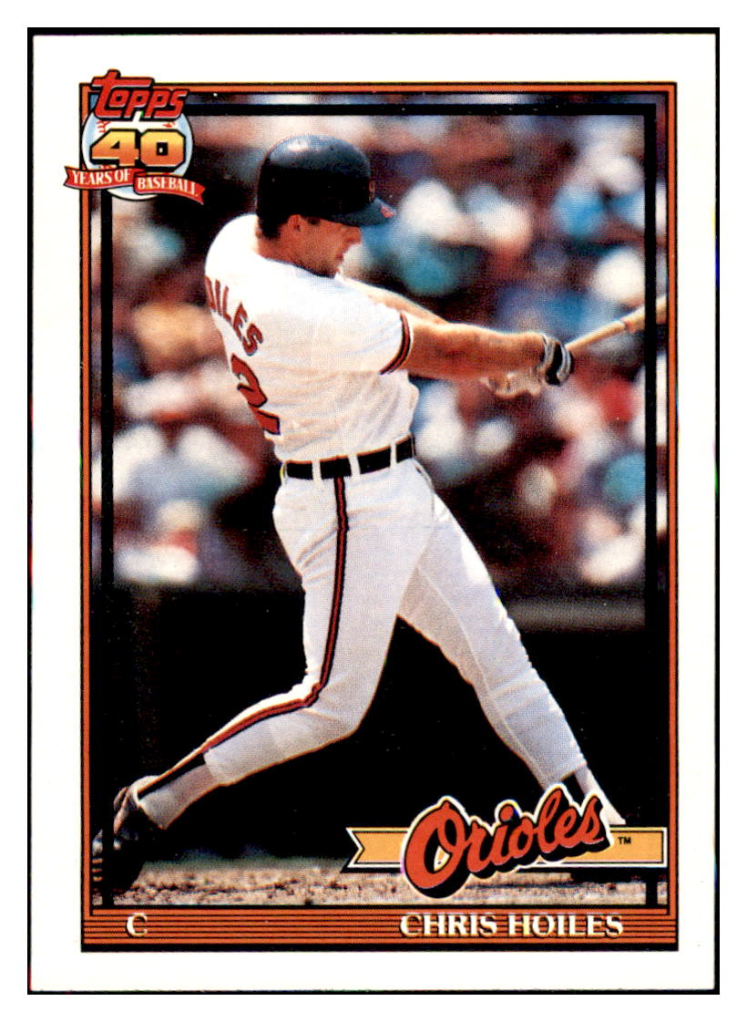 1991 Topps Chris Hoiles   VAR Dark inset border Baltimore Orioles
  Baseball Card GMMGC simple Xclusive Collectibles   