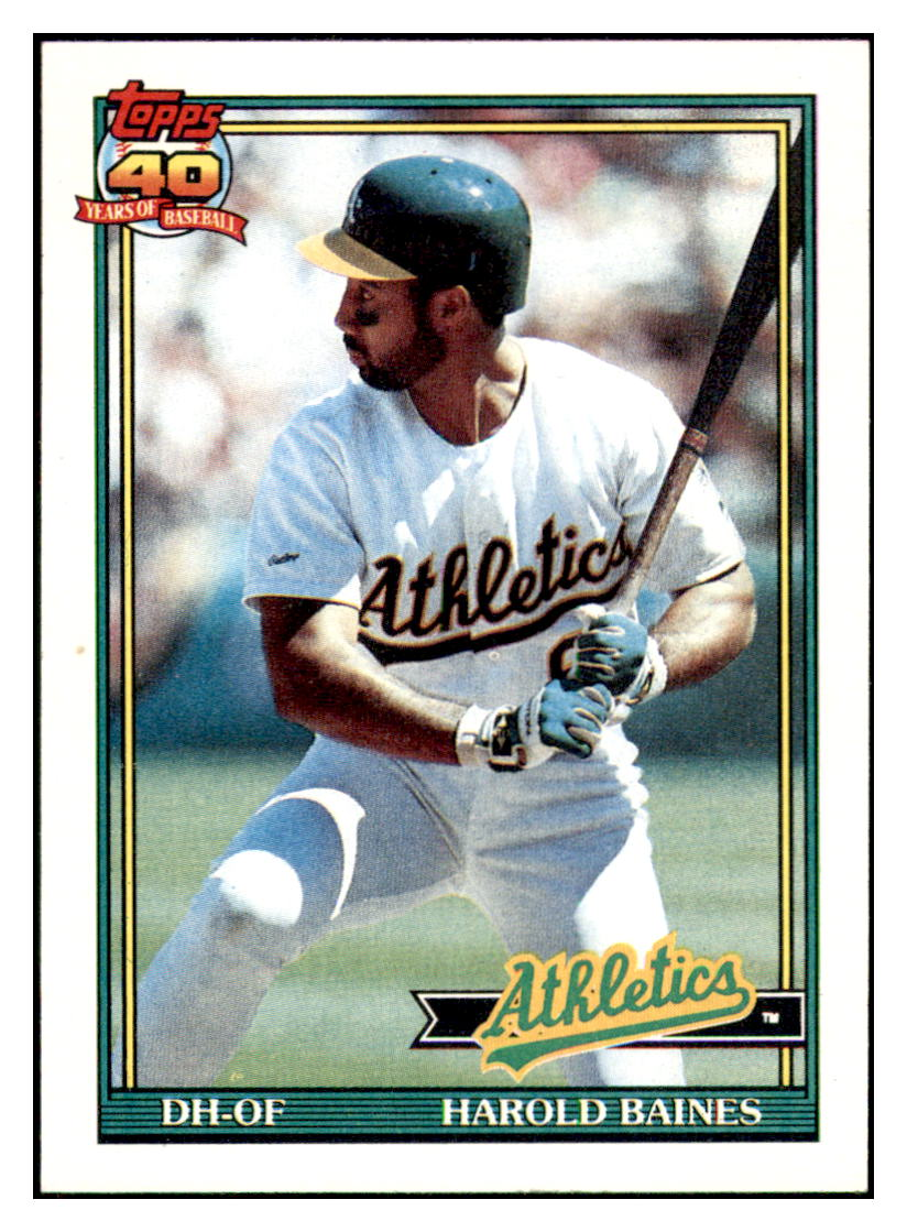 1991 Topps Harold
  Baines    Oakland Athletics Baseball
  Card GMMGC simple Xclusive Collectibles   