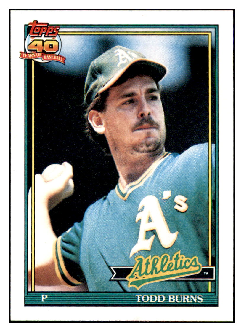 1991 Topps Todd Burns    Oakland Athletics Baseball Card GMMGC_1a simple Xclusive Collectibles   