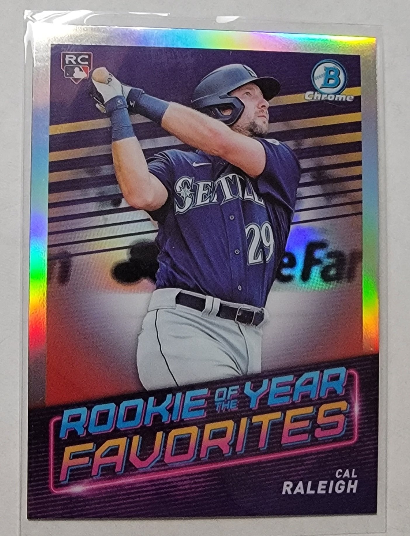 2022 Bowman Chrome Cal Raleigh Mega Box Rookie of the Year Favorites Baseball Card AVM1 simple Xclusive Collectibles   