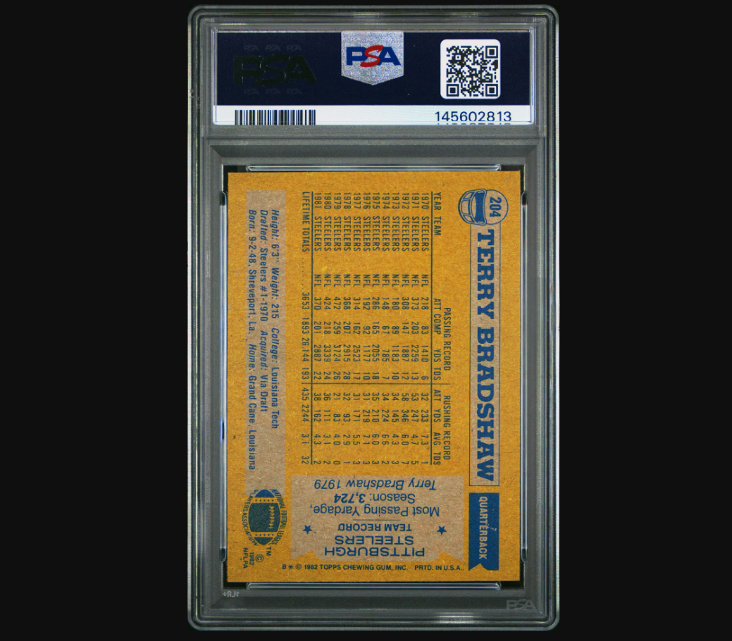 Terry Bradshaw 1982 Topps #204 PSA 7 Steelers Vintage Card