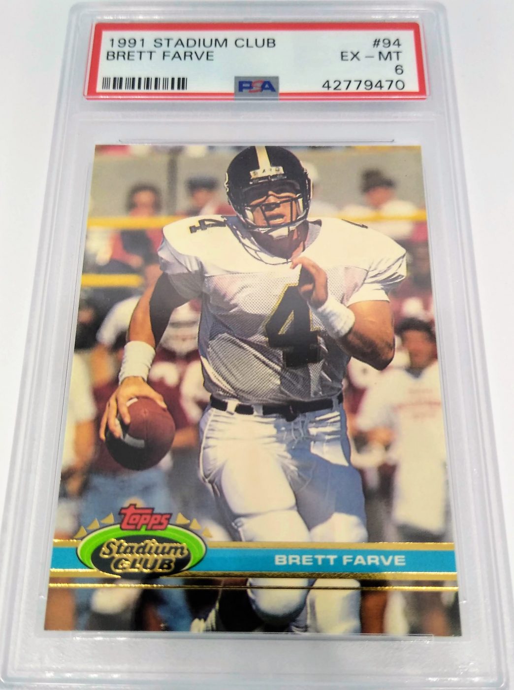 graded rookie football cards 1991 Stadium Club Brett Favre PSA Graded 6 Rookie Football Card