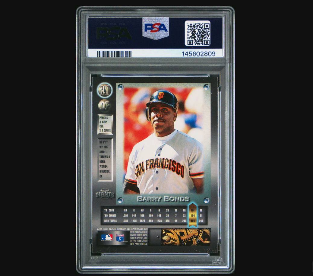 barry bonds limited edition card Barry Bonds 1996 Metal Universe #241 PSA 6 Giants Card