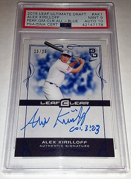 2015 Leaf Metal Draft Alex Kirilloff PSA Dual Graded 10 Autographed Baseball Card simple Xclusive Collectibles   