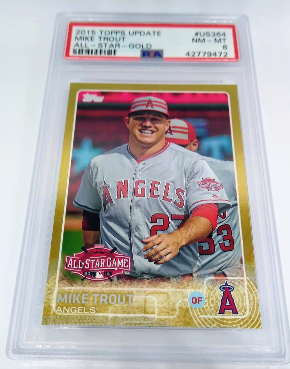mike trout graded rookie card 2015 Topps Update Mike Trout PSA Graded 8 Gold #'d/2015 Baseball Card
