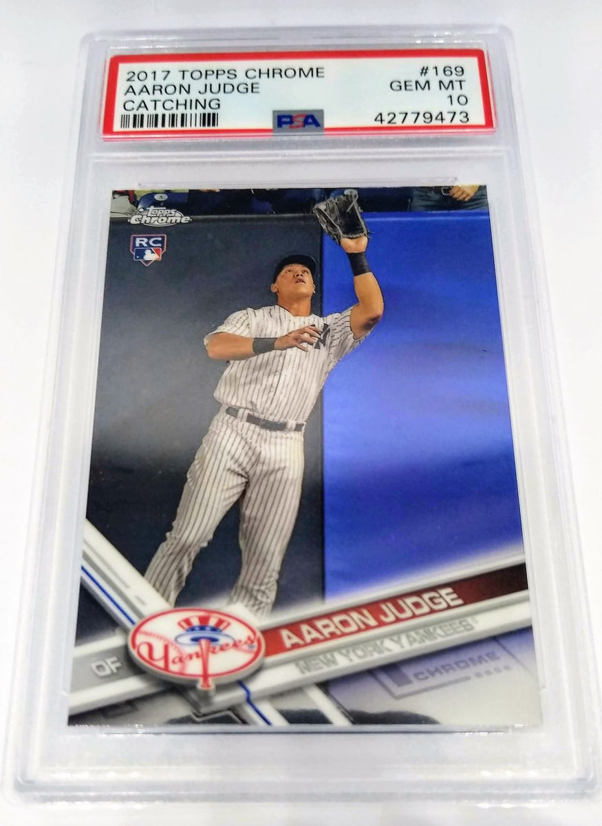 2017 Topps Chrome #169 Aaron Judge Catching RC Rookie PSA 10 Gem Mint  Rookie Card