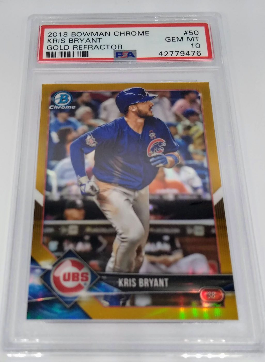 2018 Bowman Chrome Kris Bryant PSA Graded 10 Gold Refractor #'d/50 Baseball Card simple Xclusive Collectibles   